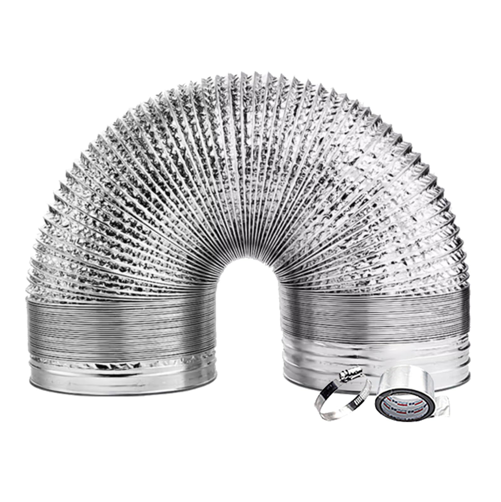 Aluminium Lüftungsschlauch Verlängerung Abluftrohr mit Stahlspirale Leicht Anzubringen Alu-Abluftschlauch Klimaventilationsschlauch für Wäschetrockner, Dunstabzugshaube, Rohrventilator(5m,160mm)
