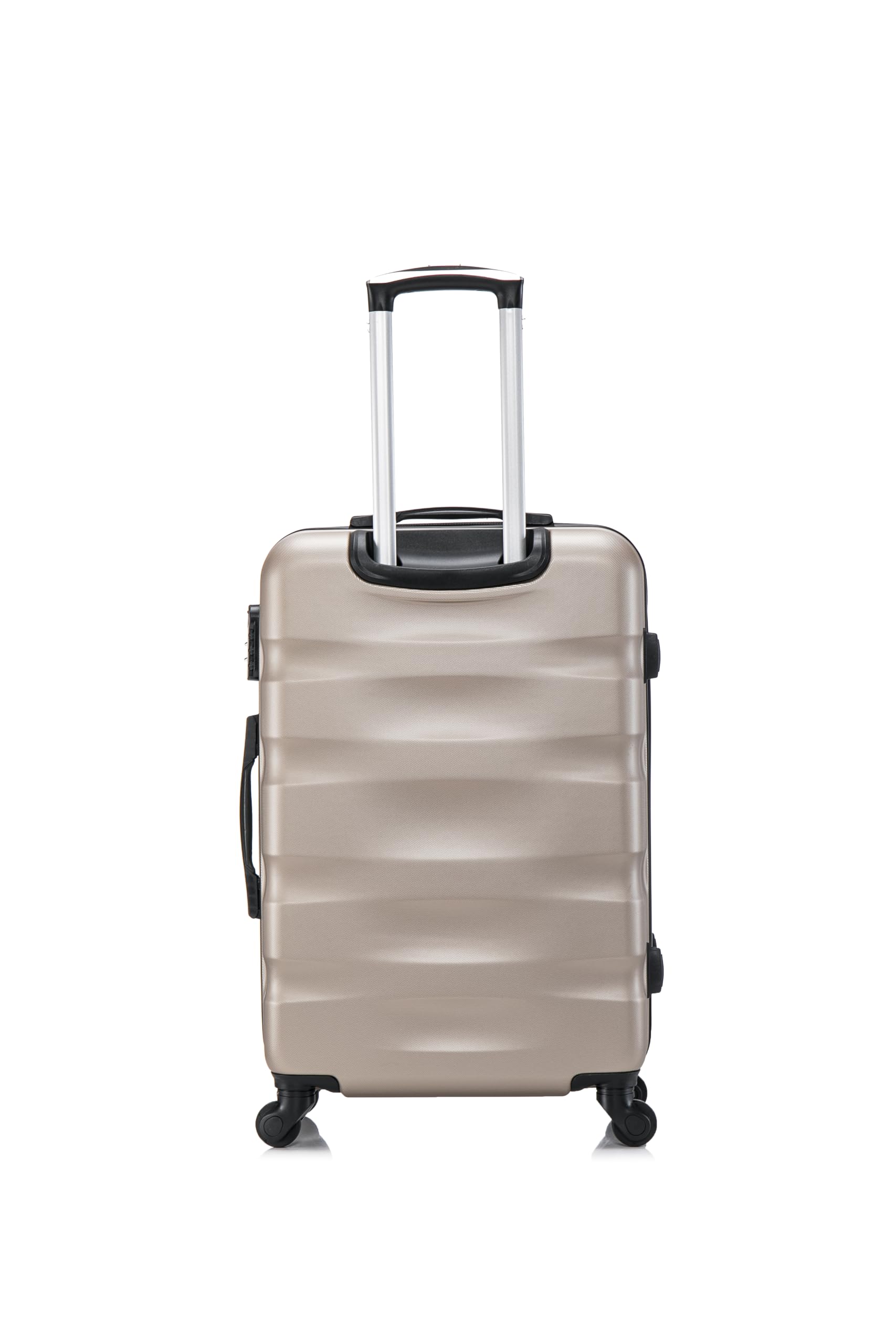 CELIMS - Set Valigie | Valigia Media 20 kg Rigida Champagne + Beauty Case da Viaggio 35cm | Valigia da Stiva 65cm | Trolley Medio 65cm con 4 Ruote | Valigie con Beauty Case