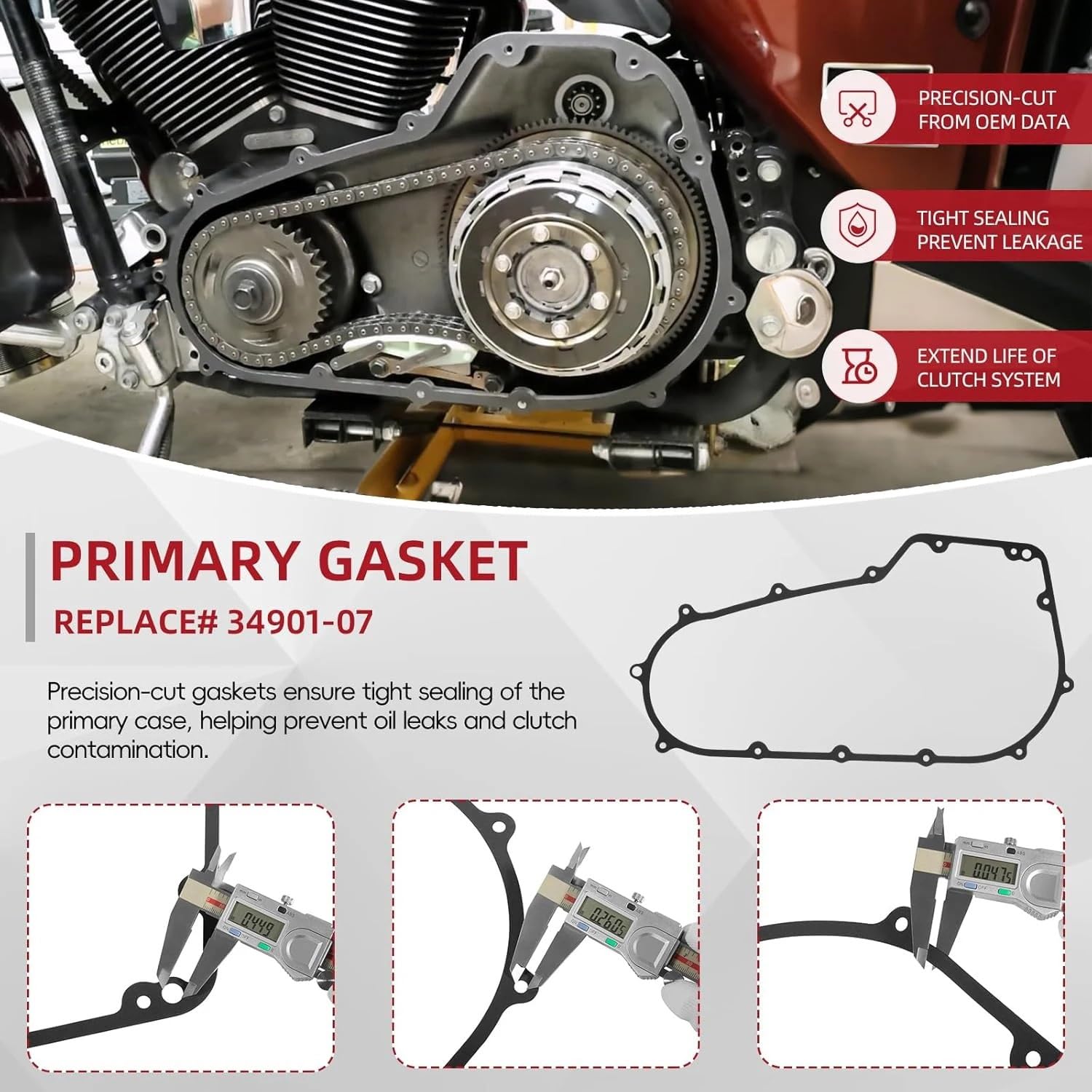 Kit revisione completo motore Adatto per Harley Davidson 2006-2017 Road King Street Glides Electra Glide Ultra Limited FLHT Softail Kit guarnizioni coperchio primario Guarnizioni motore per moto