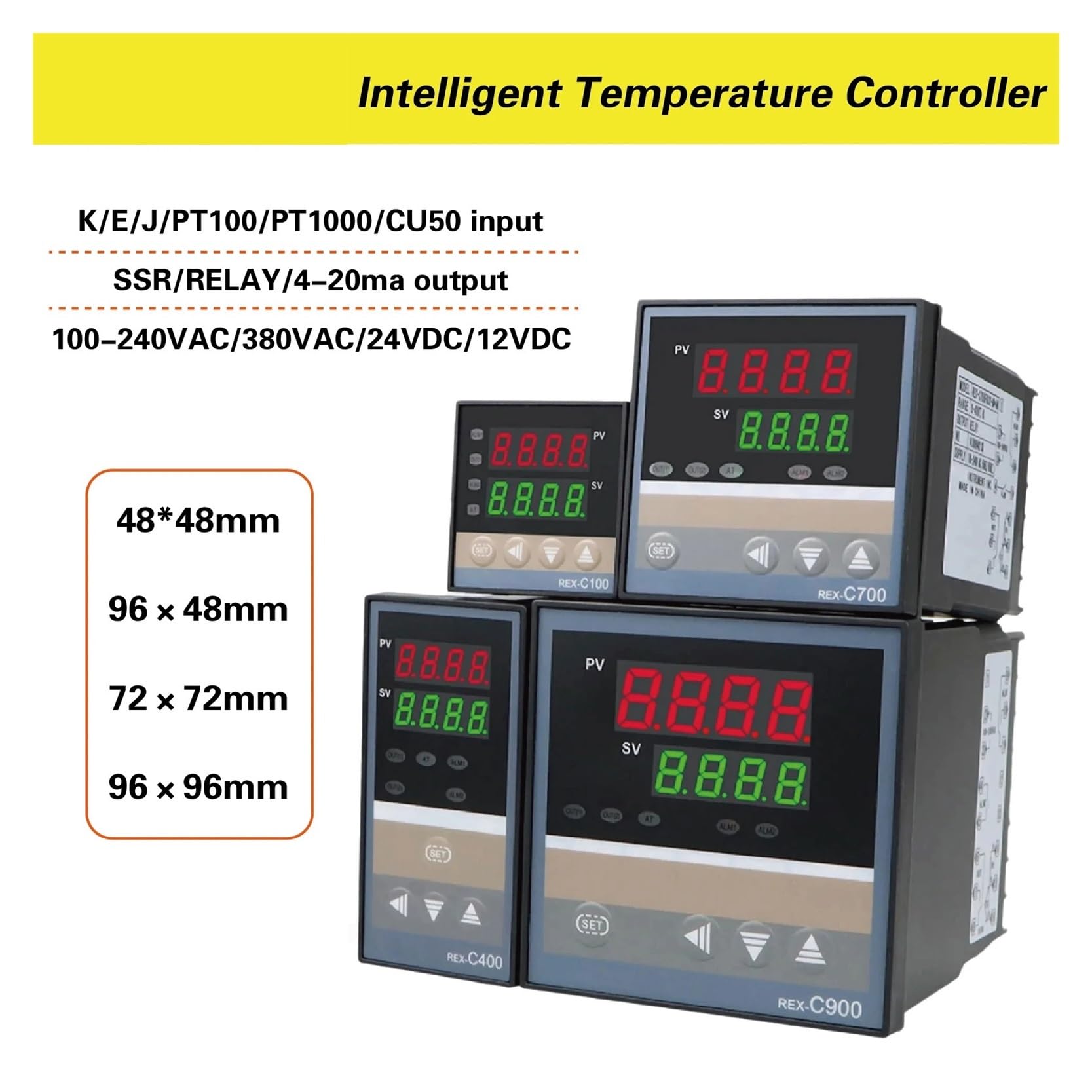 Regulator temperatury REX-C100, C400, C700, C900, PID, cyfrowy termostat, przemysłowy regulator temperatury (C700 VDA)