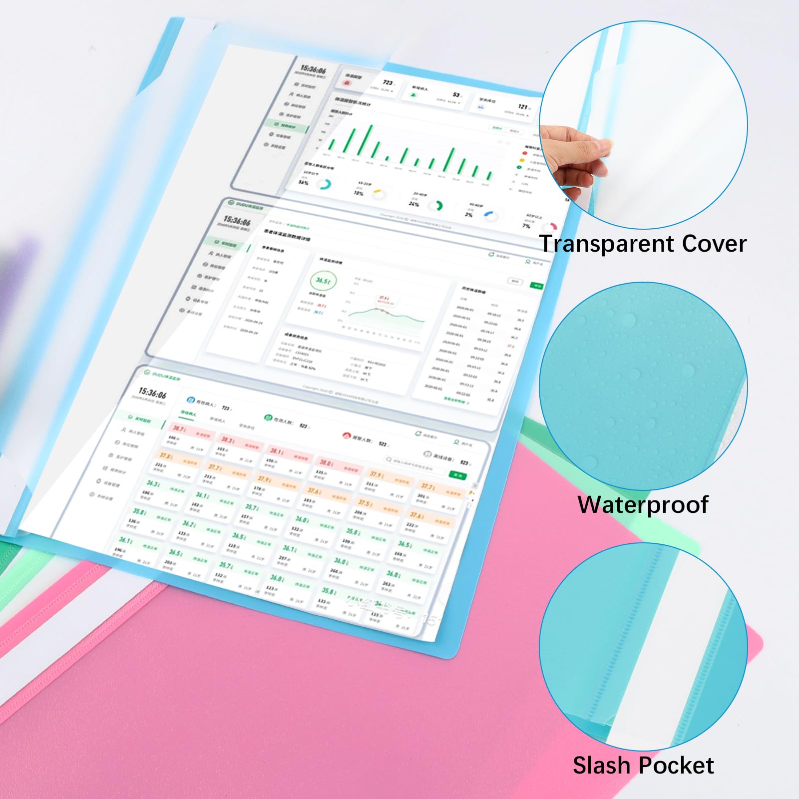 20 PCS A4 Project Folder, Plastic Display Folder, Presentation Folders with Clear Cover, Folders for Paperwork A4 - Image 3