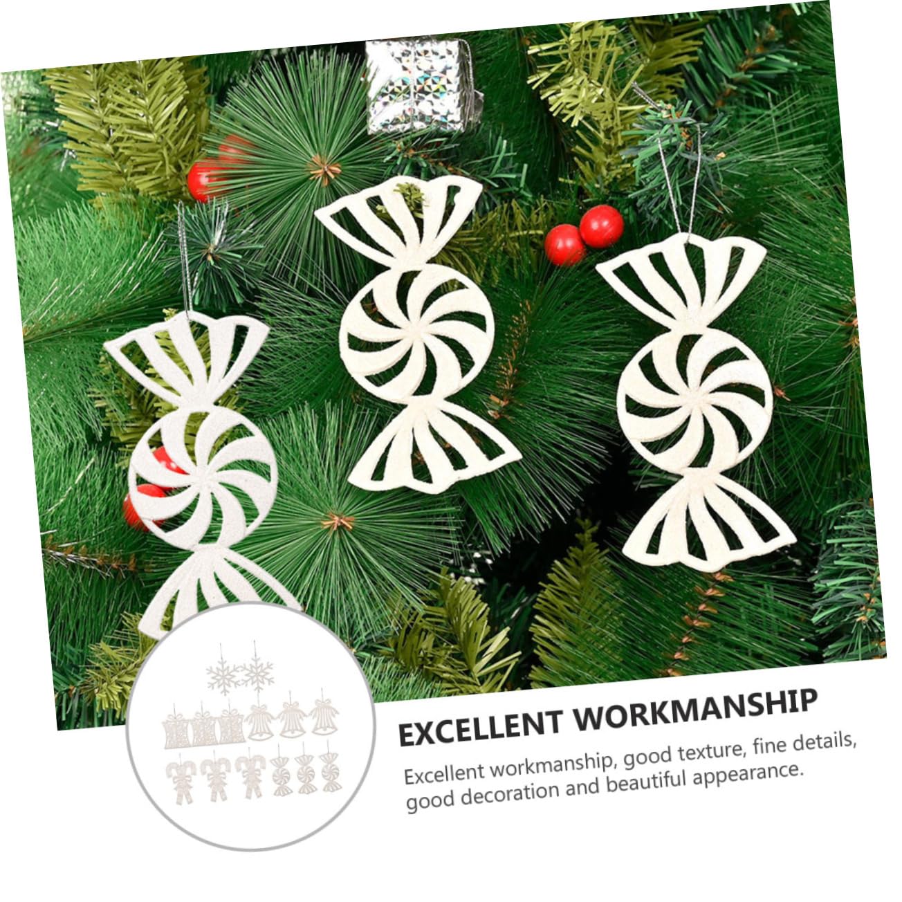 Cabilock 2 Juegos Colgante De Árbol De Navidad Adornos De Baston De Adornos De Campana De Navidad Decoración del Árbol De Navidad De Polivinilo 15 Uds * 2