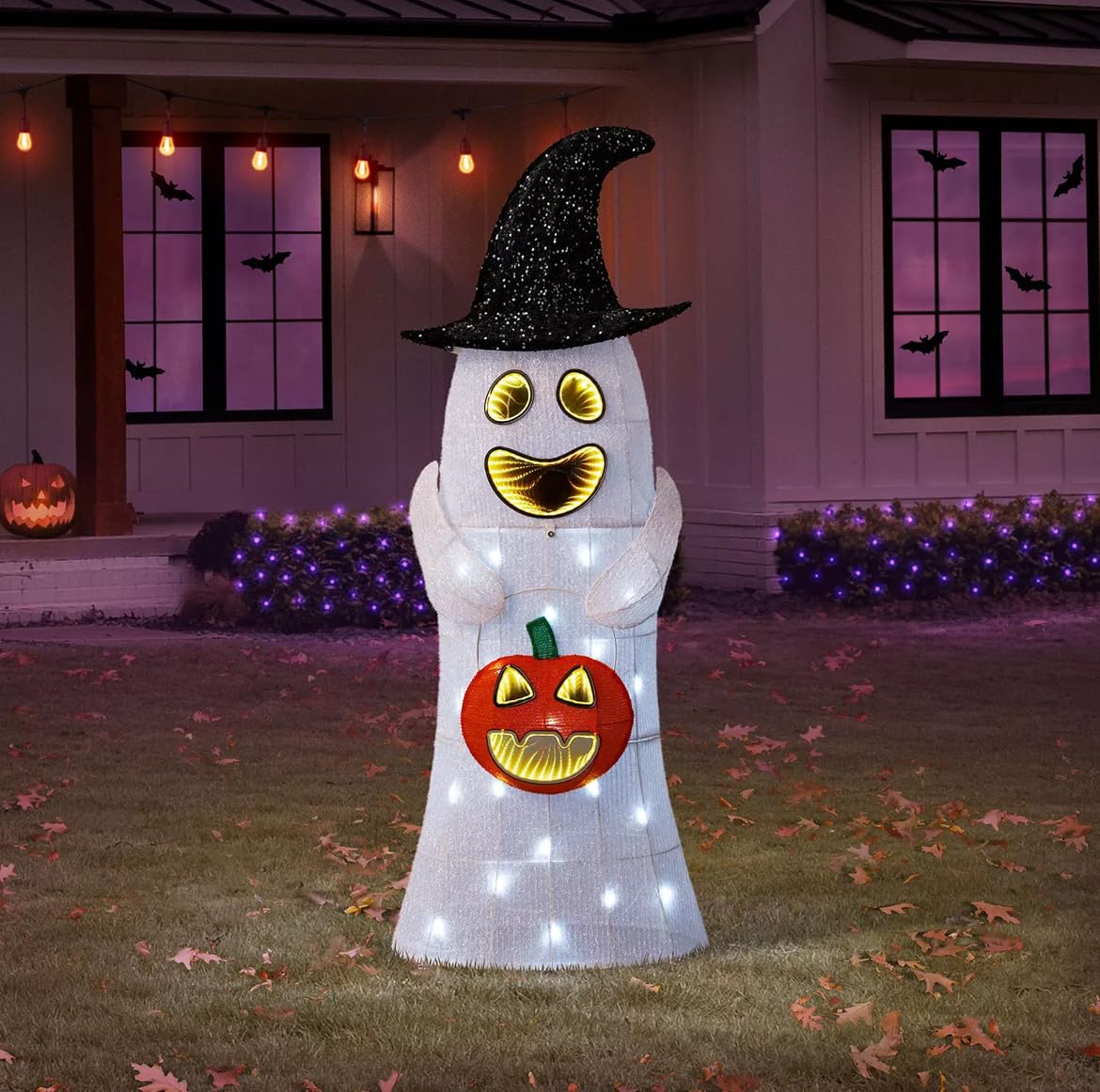 5' Pre-Lit Infinity Mirror Ghost Pal Halloween Prop (sc)