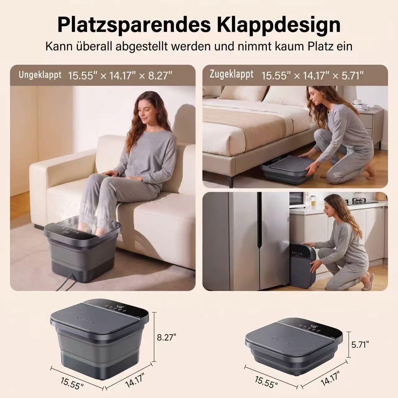 Fußbad Massagegerät mit Heizung mit Touchscreen, 35–45℃ Temperaturregelung