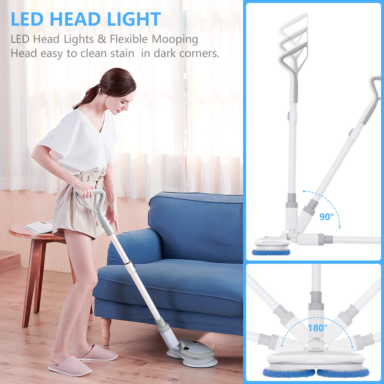 Electric Mop for Floor Cleaning,Mark Live Electric Cordless Spin Mop