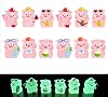 12 Pcs Mini Pig Figurines Tiny Resin Luminous Animals Mini Resin Figures Little Plastic Animals Miniature Animal for Garden Aquarium Tabletop Dollhouse Landscape Birthday Party Decor DIY