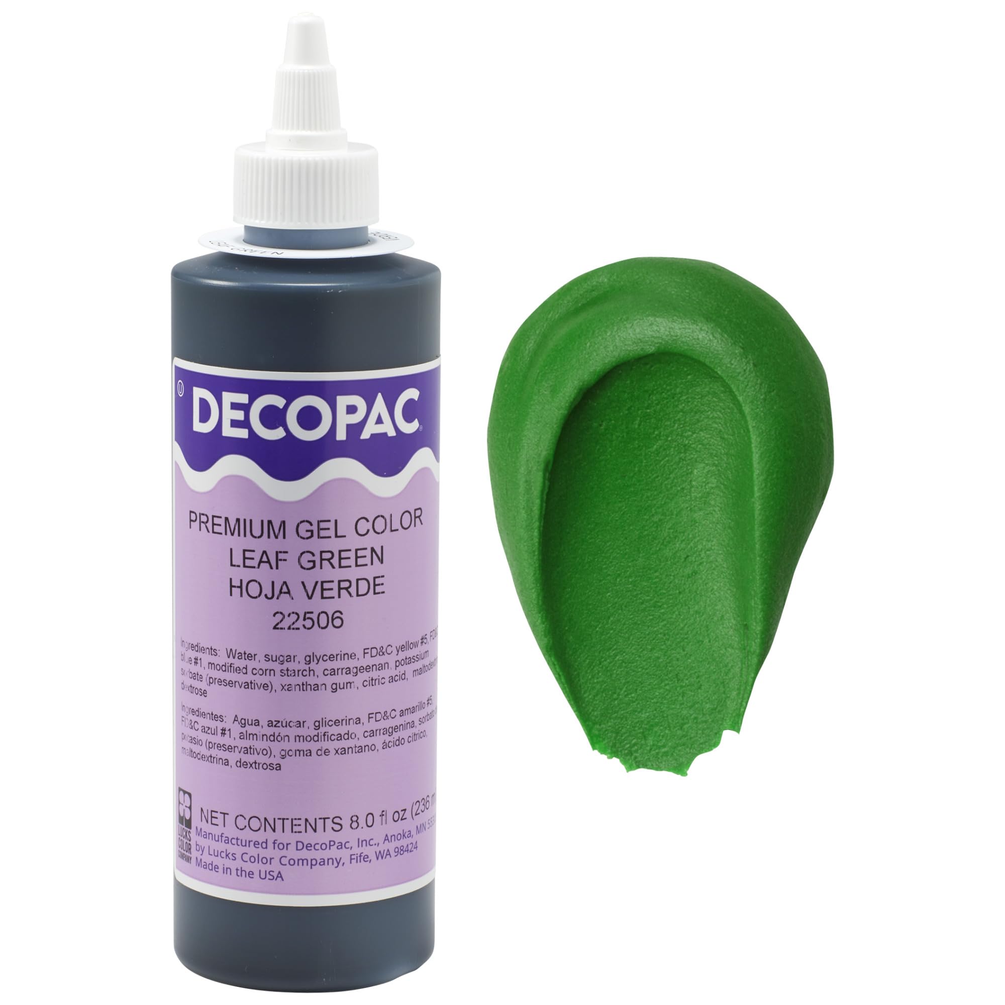 DecoPac Premium Gel Food Coloring | Leaf Green Food Coloring For Baking | 8oz | Color Buttercream, Fondant, Frosting & Piping Gel, Food Safe, Highly Concentrated Gel, 8 oz - Leaf Green