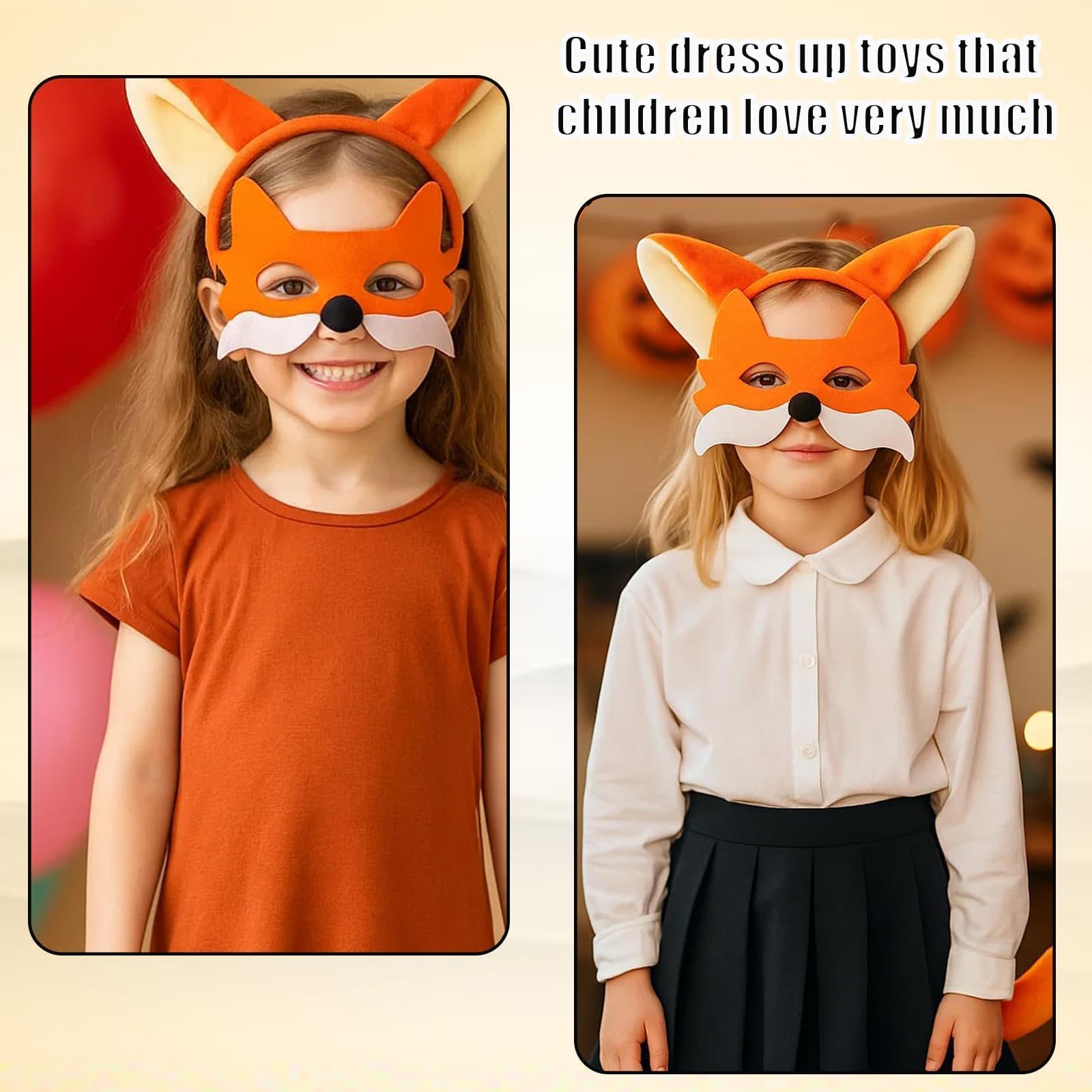 YgonziRuvc 4Pcs Fox Costume Set including Ears Headband, Tail, Nose & Mask, for Kids Adults Animal Cosplay, Halloween Party - Image 4