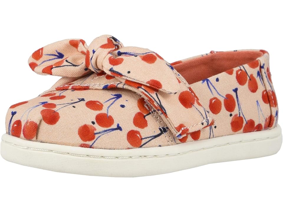 

TOMS Kids Alpargata (Toddler/Little Kid) (Coral Pink Cherry Cherie Print/Bow) Girl's Shoes