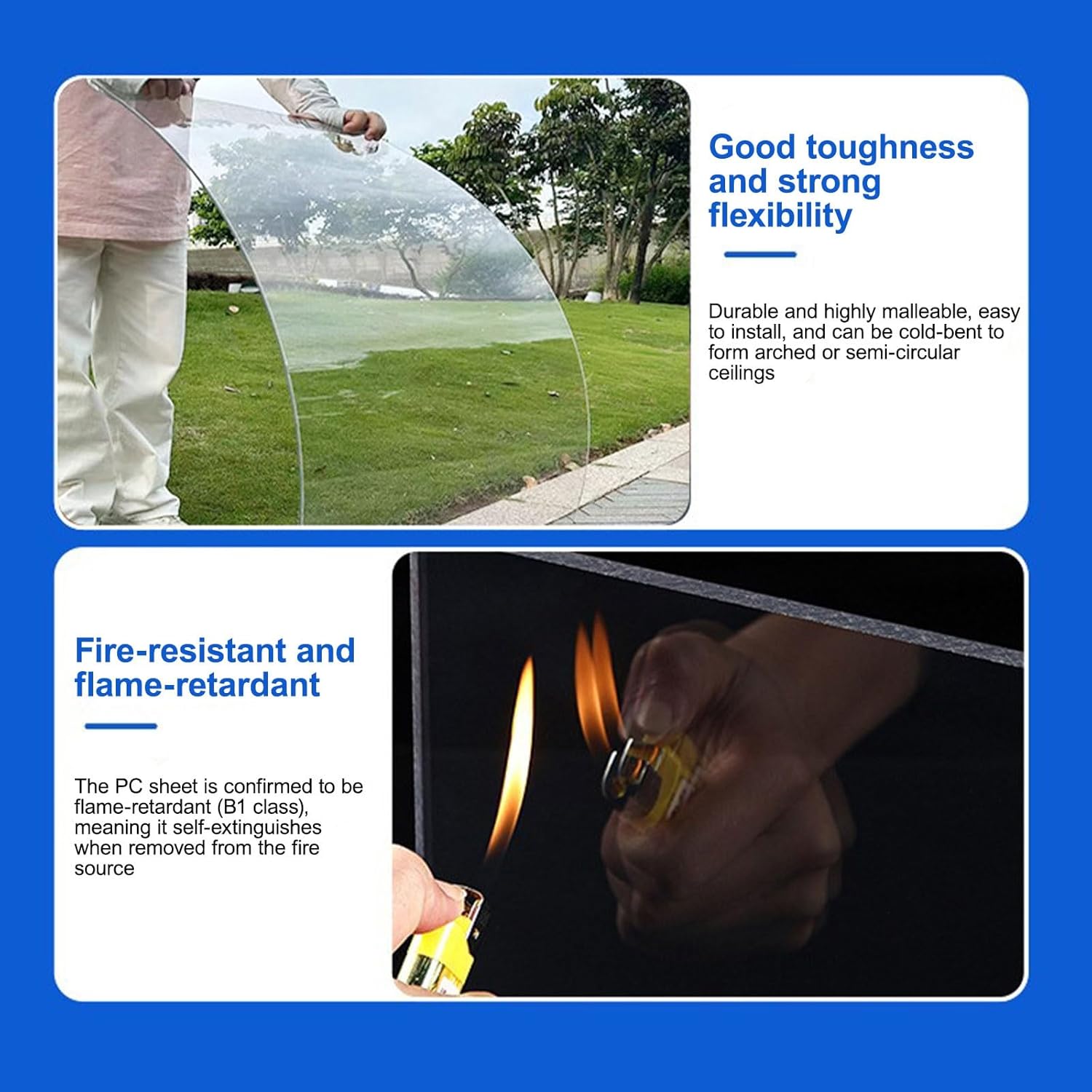 2.5mm C Greenhouse Roof Panels - UV Resistant, Waterproof Replacement Plastic for Outdoor Gardens & Lighting Channels (Blue, 1.22m x 8m / 4ft x 26.2ft)