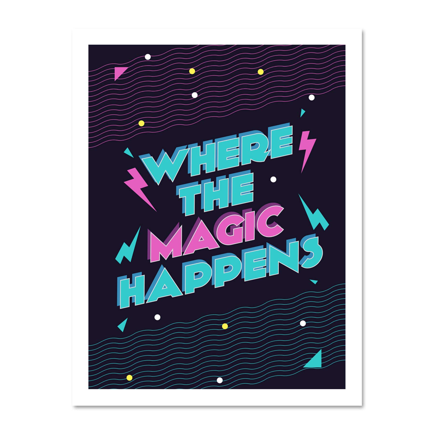 Wee Blue Coo Disco Kitchen Magic Happens Large Framed Art Print Wall Poster 18x24 inch