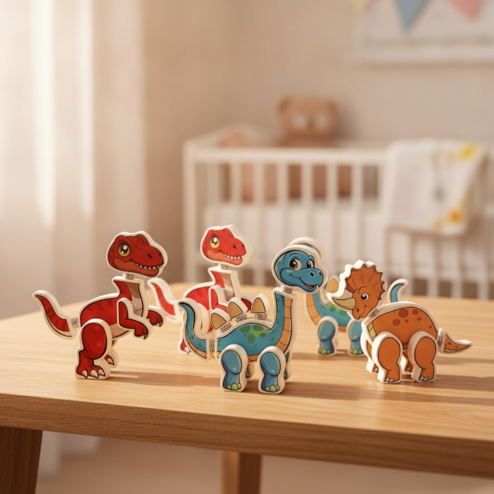 Giocattolo di Dinosauro 3D in Legno Smontabile Costruzione di Dinosauro con Componenti Incastro Senza Attrezzi per Area Giochi