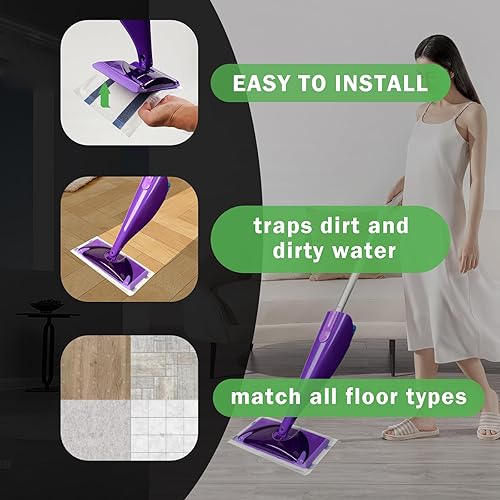 Miniatura 2 de Recambio de almohadilla para trapeador de pisos de madera dura, repuestos multiuso para barrido en seco de superficies múltiples de 11.3 x 5.5