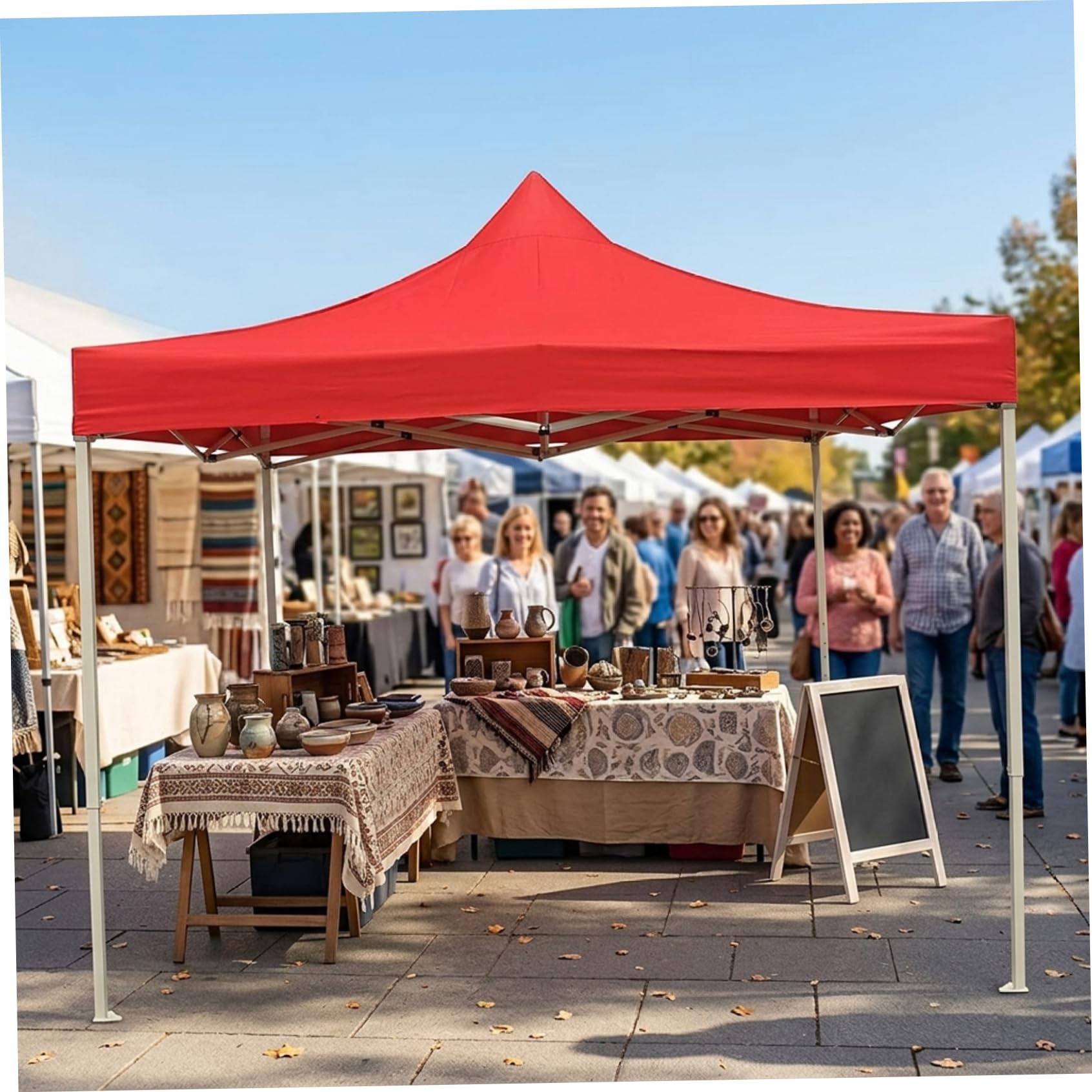 Comebachome Canopy Replacement Cover 2x2m, Heavy-Duty & Water-Resistant Canopy Cover for Patio, Outdoor Events, and Small Market Stalls Red, Uso al aire libre