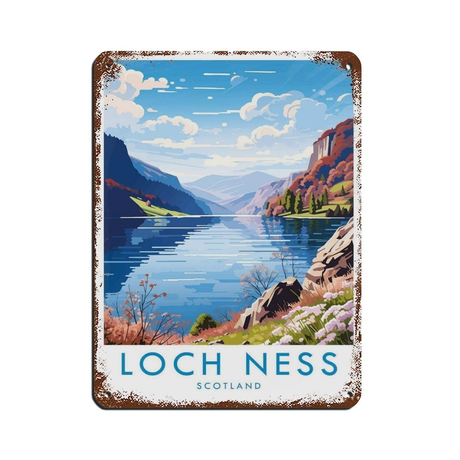 Loch Ness Travel, Scotland Travel Decor Retro Poster Metal Tin Sign Chic Art Retro Iron Painting Bar People Cave Cafe Family Garage Poster Wall Decoration 12x16inch(30x40cm)