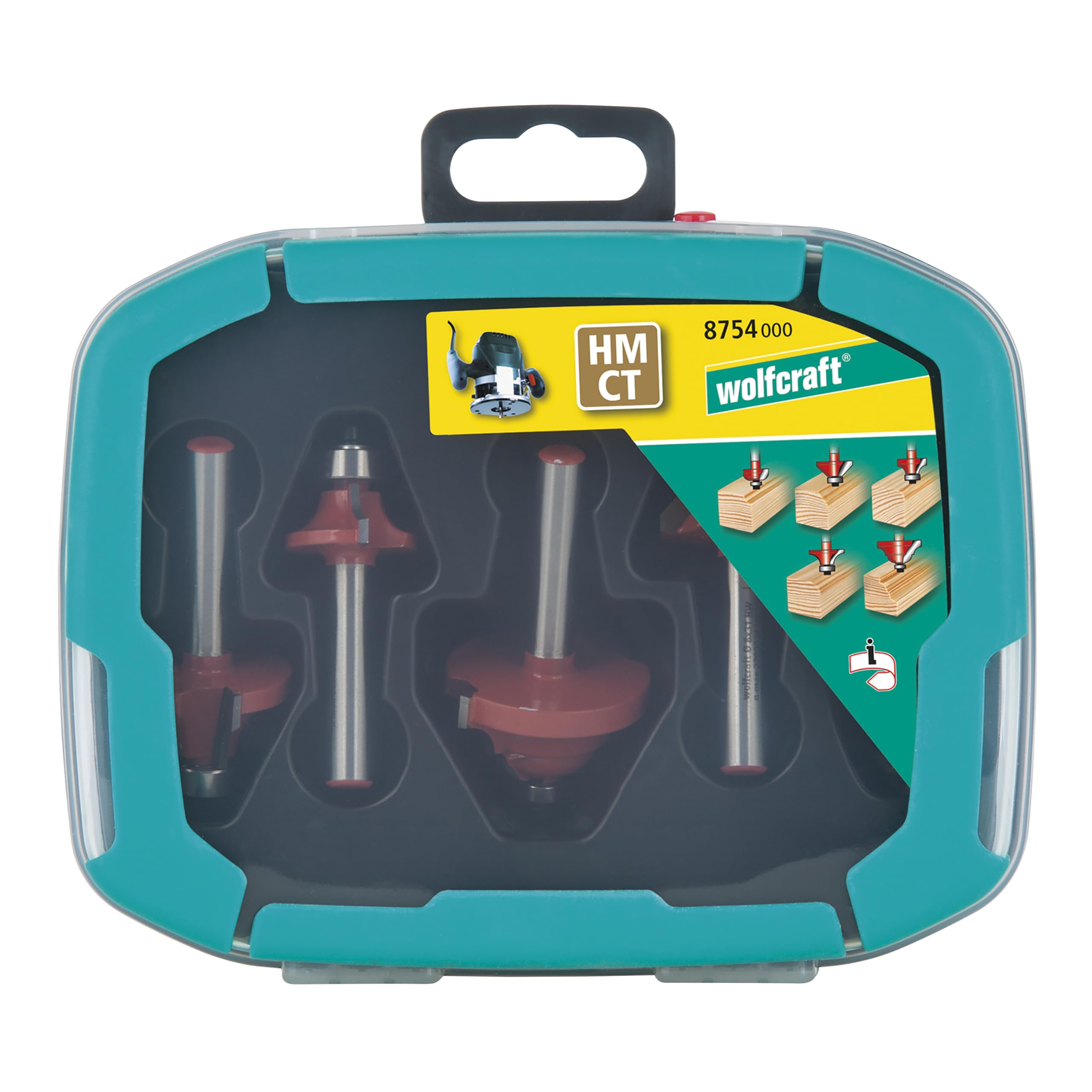 wolfcraft Zestaw frezów do profili TCT, 5 szt. I 8754000 I do precyzyjnego frezowania za pomocą routera i stacjonarnego silnika frezującego.