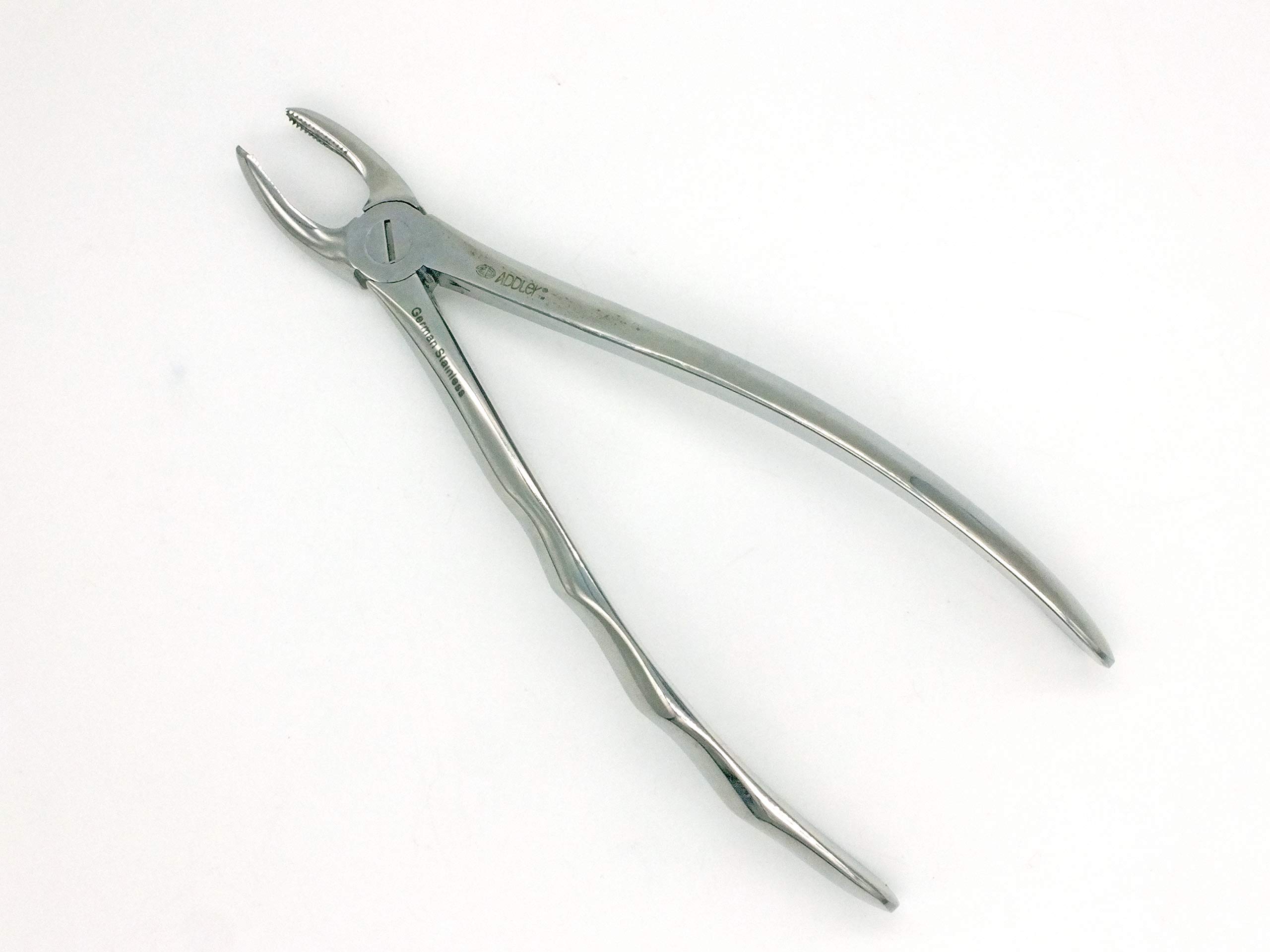 ADDLER COW HORN UPPER MOLAR RIGHT FORCEP AP FINGER EASY NON SLIP GRIP DENTAL LIFE TIME ANTI RUSTING WARRANTY.