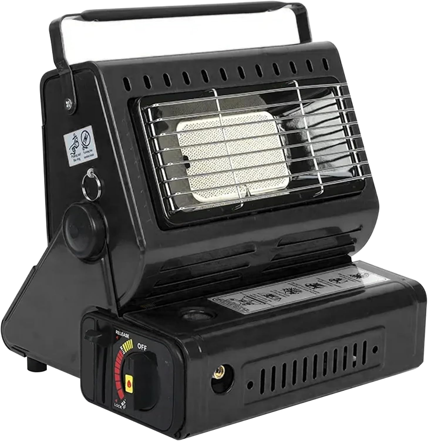Camping Tent Heater Butane Heater for Camping, Dual-Use Outdoor with Cooking Grate for Tent, RV & Ice Fishing, Adjustable Mini Propane Heaters Black