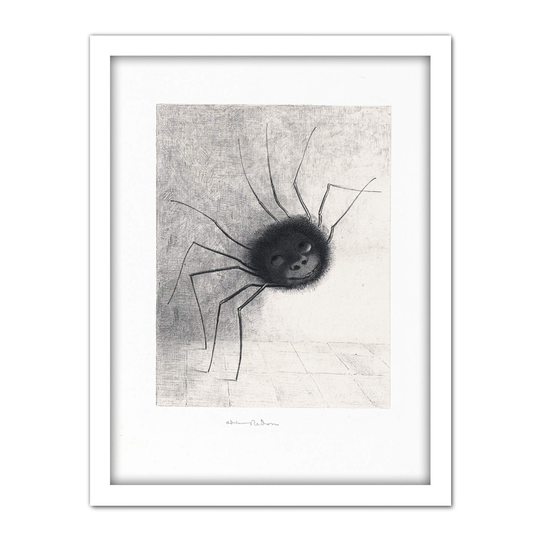 Artery8 Odilon Redon The Spider Face Features Drawing Artwork Framed Wall Art Print 18X24 Inch