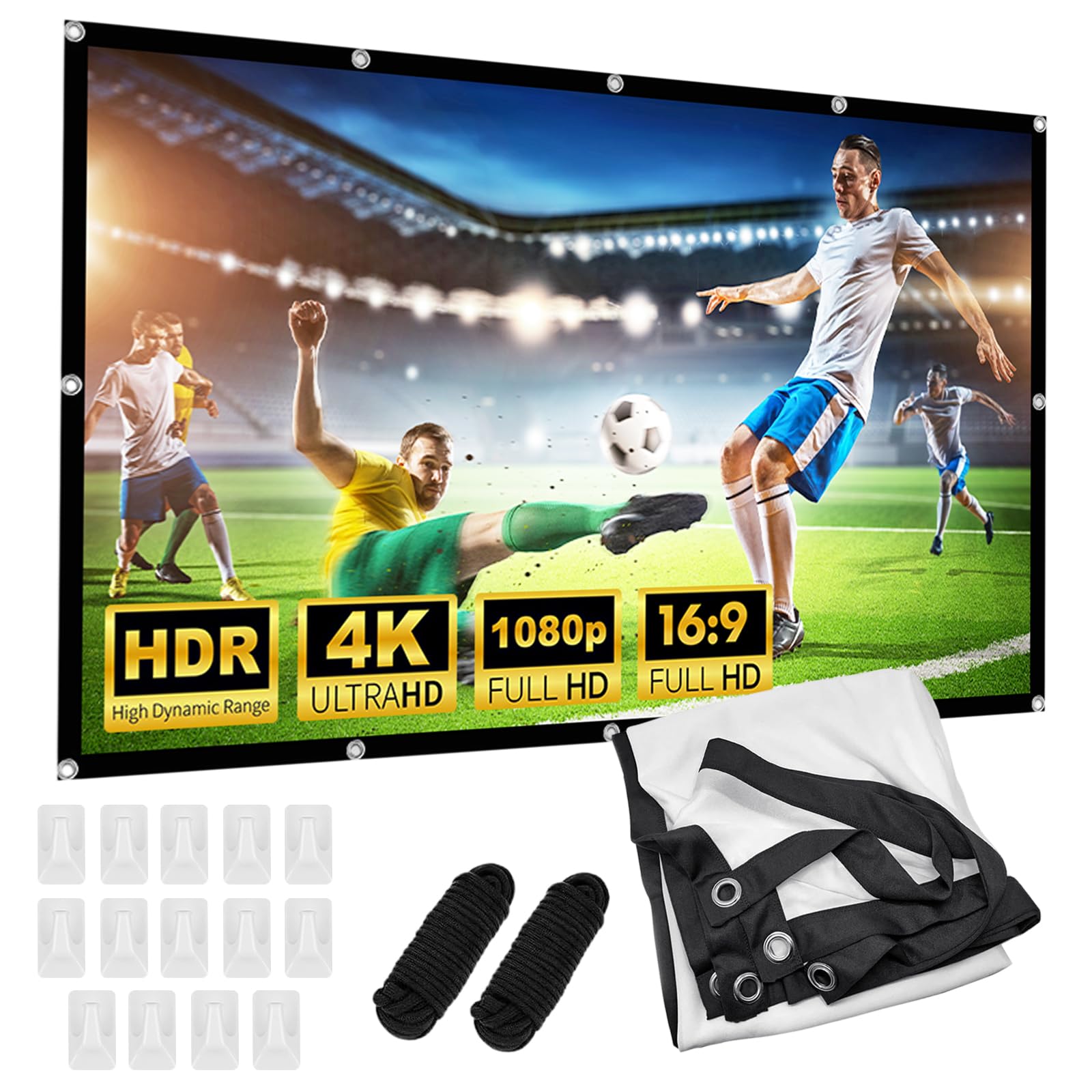 CEWROM Leinwand Beamer 100 Zoll, Projektionsleinwand, 16:9 Hd 4K Faltbar Tragbare Projektionsschirm für Ultimatives Heimkinoerlebnis Waschbar Verdickte Projector Leinwände für Camping Heimkino (100)