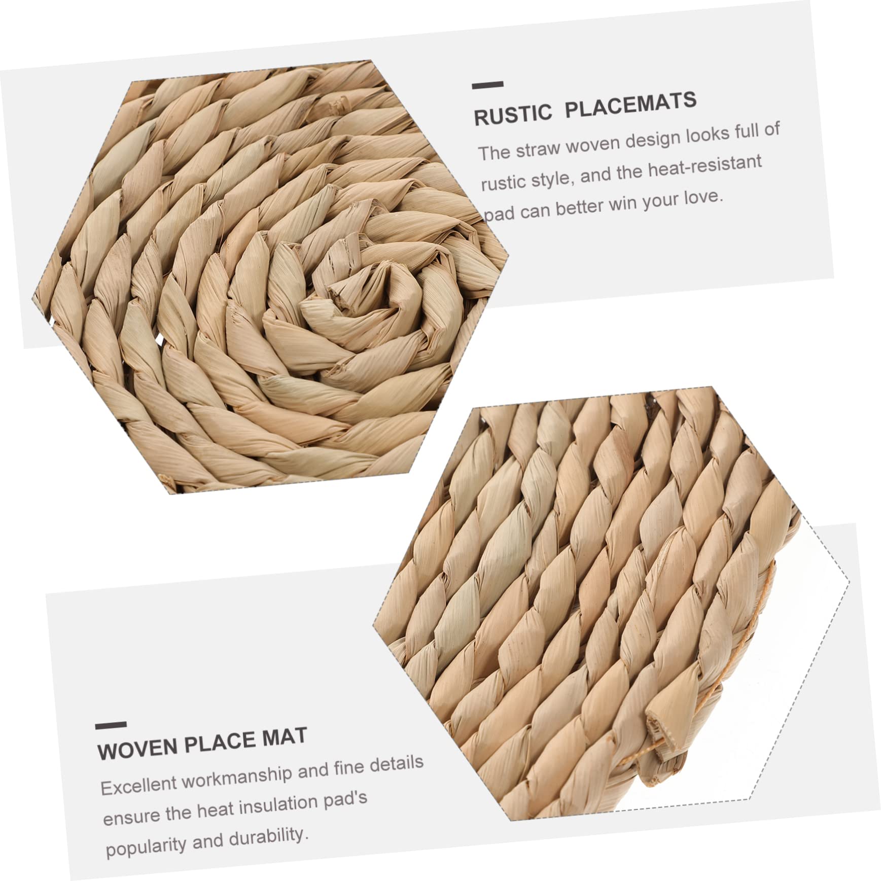 Operitacx Set de Table Rustique Tissé en Paille Marron Rond, Isolant Thermique et Résistant la Chaleur, Protège la Table Cuisine et Maison