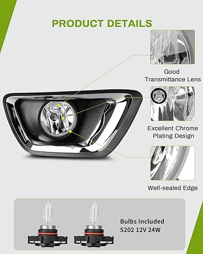 Miniatura 4 de AUTOSAVER88 Luces antiniebla compatibles con Chevy Colorado 15-19 2015 2016 2017 2018 2019 repuesto de luz antiniebla, con bombillas 5202 12V 24W,