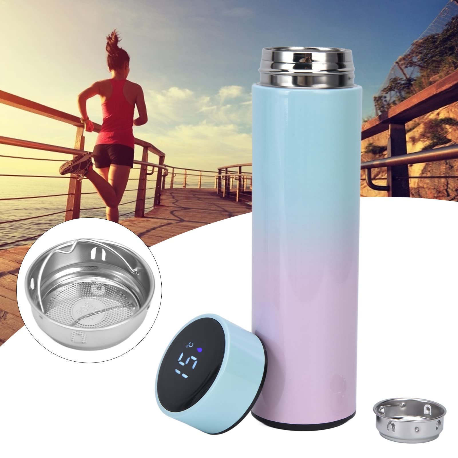 HoneyHolly Borraccia Termica 1 Litro, Senza BPA, Bottiglia Sottovuoto A - Foto 3