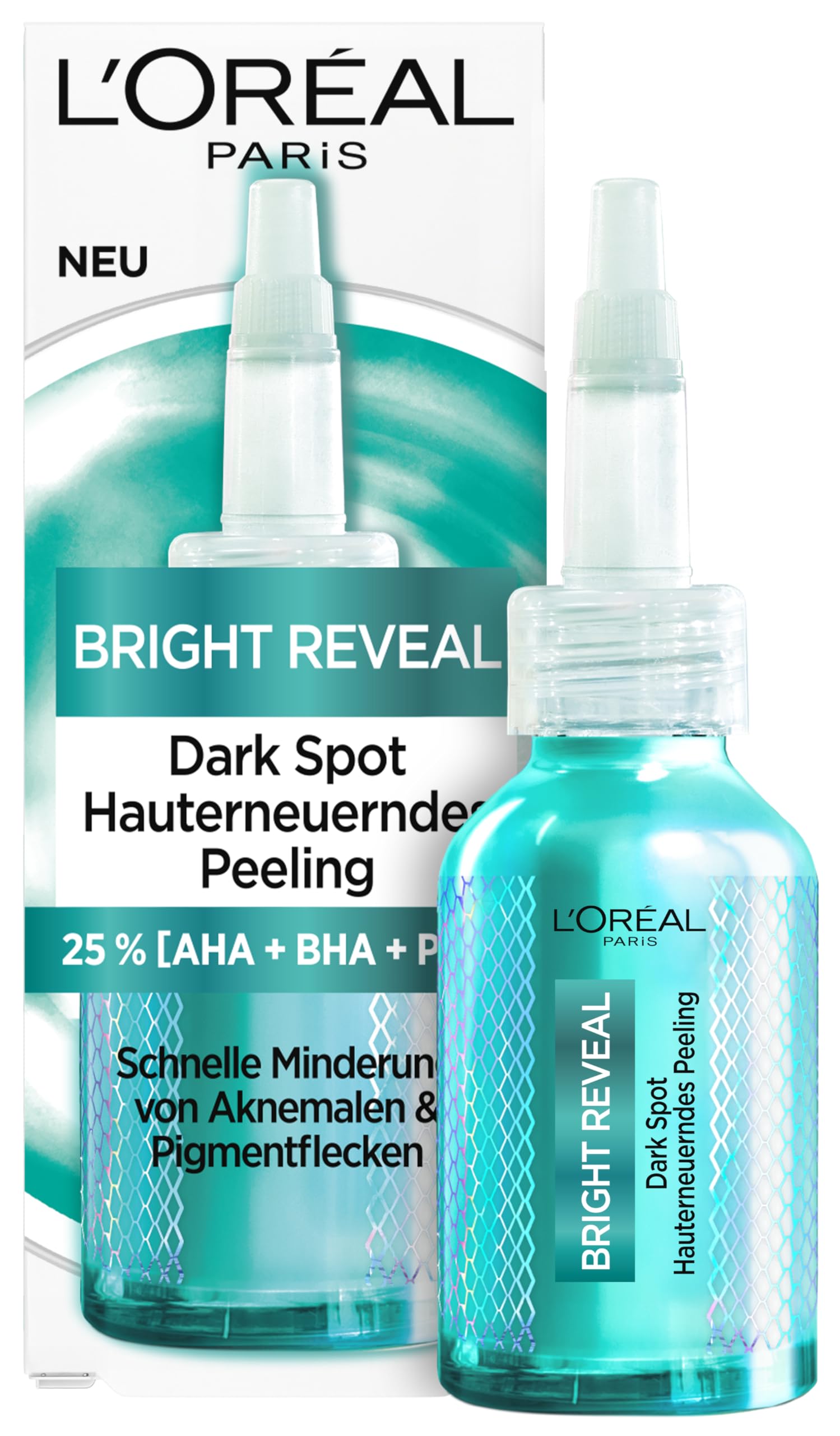 L'Oréal Paris Peeling - Reduziert Pigment- & Aknemalen schnell, verfeinert die Hautstruktur mit Niacinamid & AHA, Bright Reveal Dark Spot Peeling, 25 ml