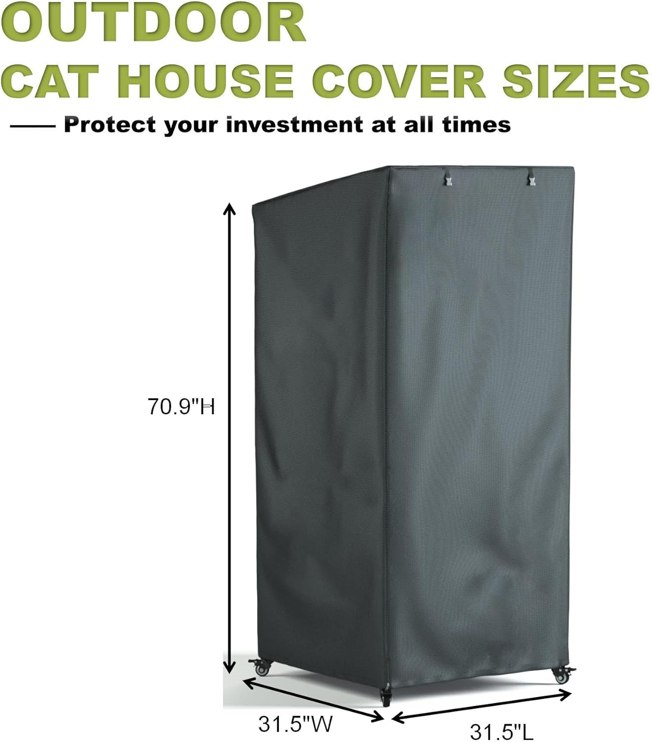 Outdoor Cat House Cover - Extremely Waterproof Feral Cattery Enclosure Cover, 600D Heavy Duty Rain Sheet (Grey)