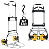 380 LB Capacity Folding Hand Truck Heavy Duty Foldable Dolly Cart with Wheels&comma; Aluminum Collapsible Hand Cart Portable Trolley Dolley with Telescoping Handle for Moving Use Gorpuire