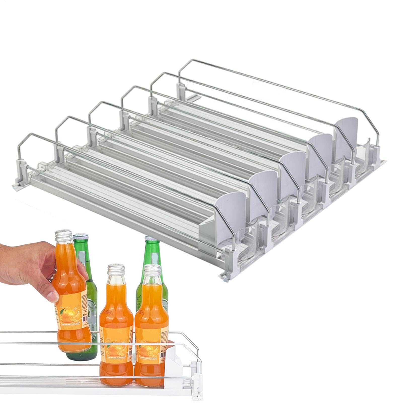 Organizzatore per lattine di soda per frigorifero, dispenser per lattine di soda con 5 file, dispenser per bibite, dispenser per lattine, organizer per lattine da frigorifero, dispenser per