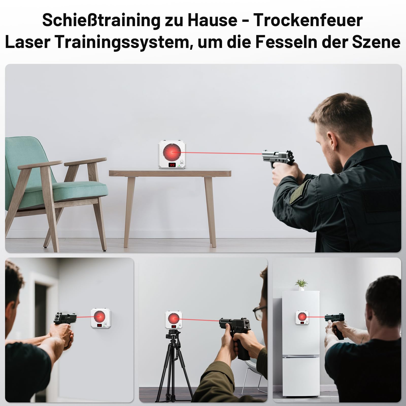 9mm Laser-Trainingspatronen Elektronisches Ziel Schießtrainingssystem Effizientes Schießzieltraining Tragbar Indoor-Schießspiel