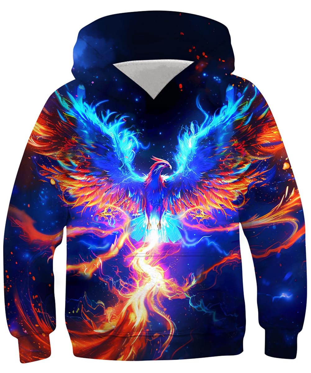 kids4ever Unisex Kinder Hoodie 3D Lustig GedrucKt Kapuzenpullover Langarm Pullover Hoodies Sweatshirt für Jungen Mädchen mit Tasche Alter 6-16