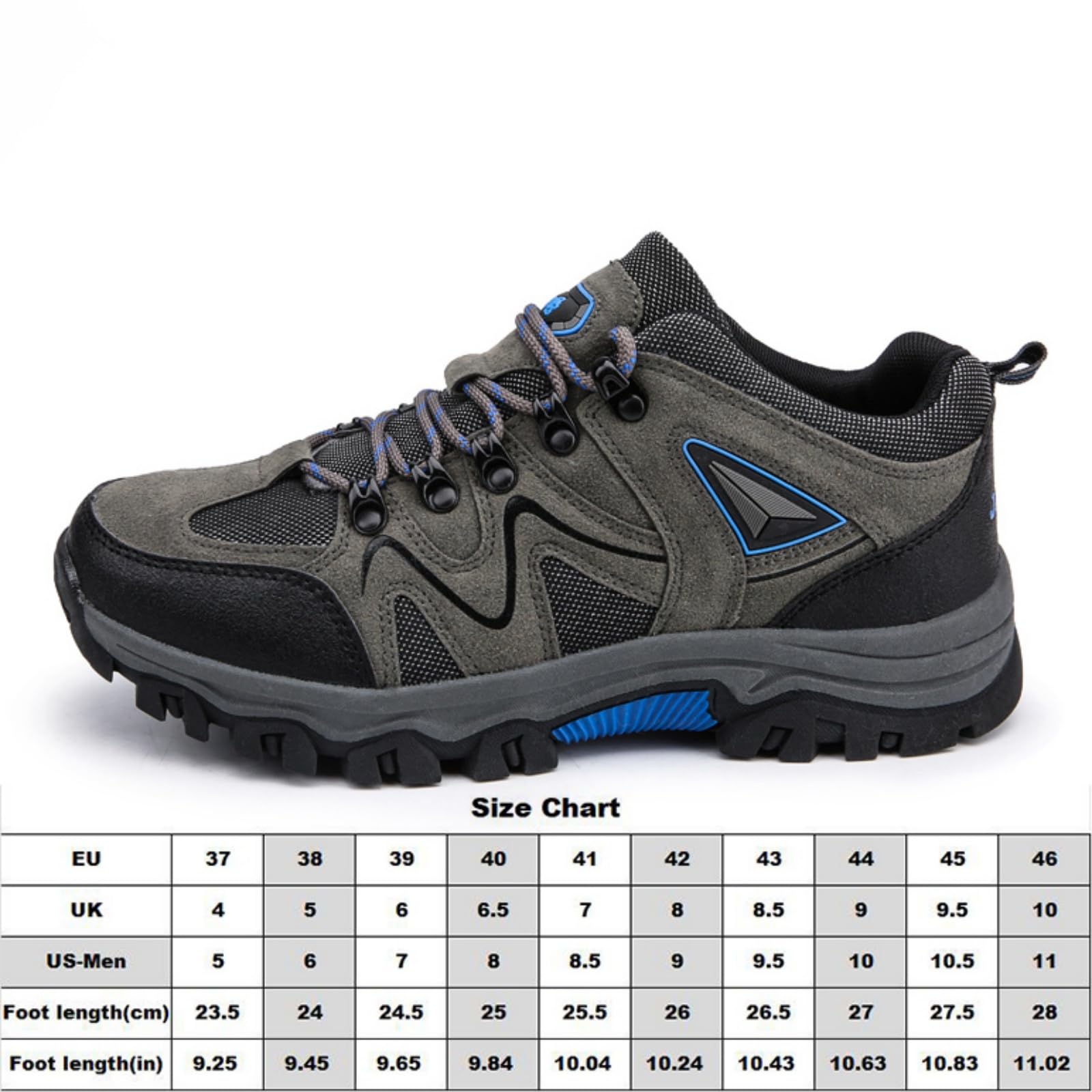 Męskie buty trekkingowe wodoodporne niskie do chodzenia po szlaku | Antypoślizgowa gumowa podeszwa, oddychająca, sznurowane buty trekkingowe, na kemping i na świeżym powietrzu