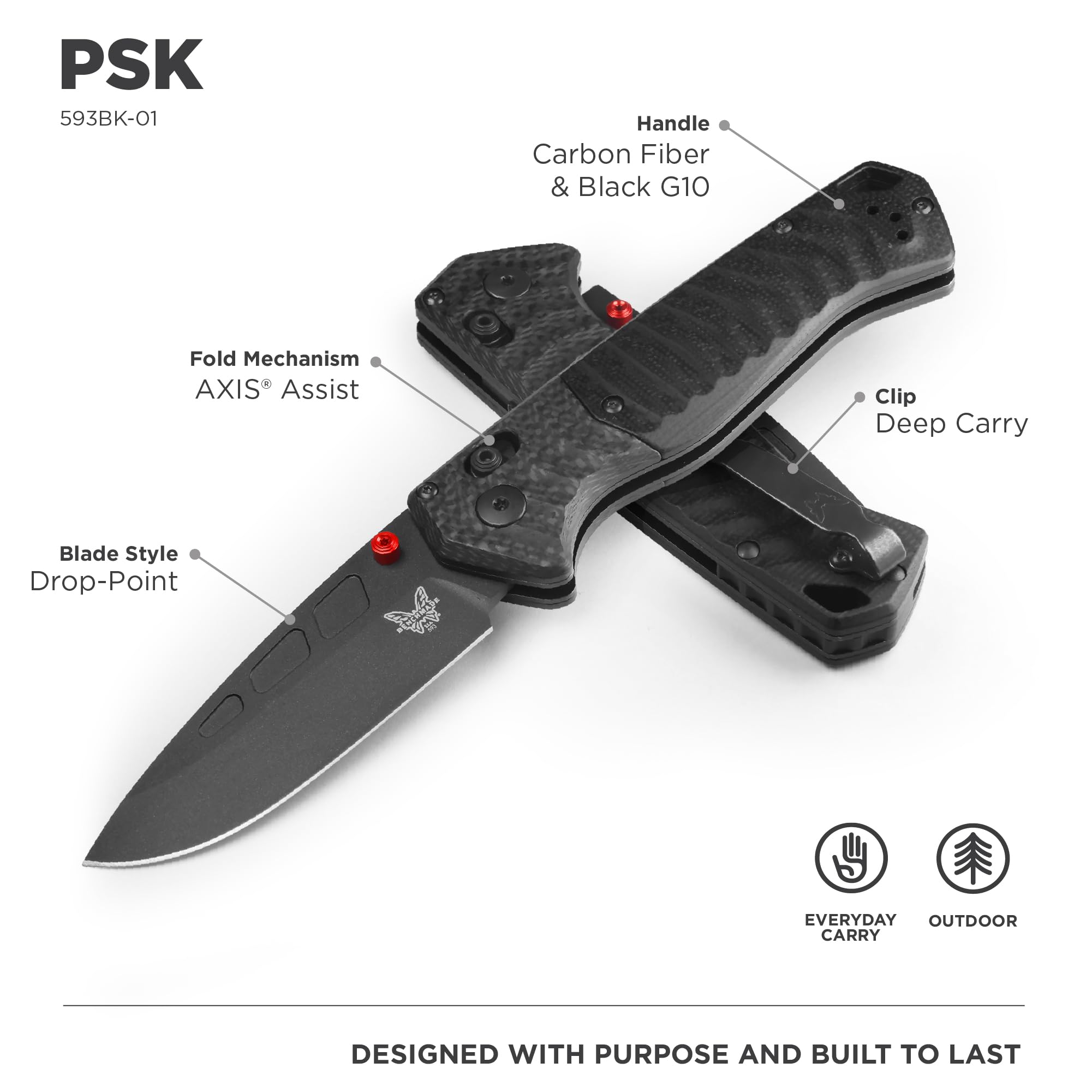 Benchmade - PSK with Carbon Fiber & Black G10 Handle (593BK-01)