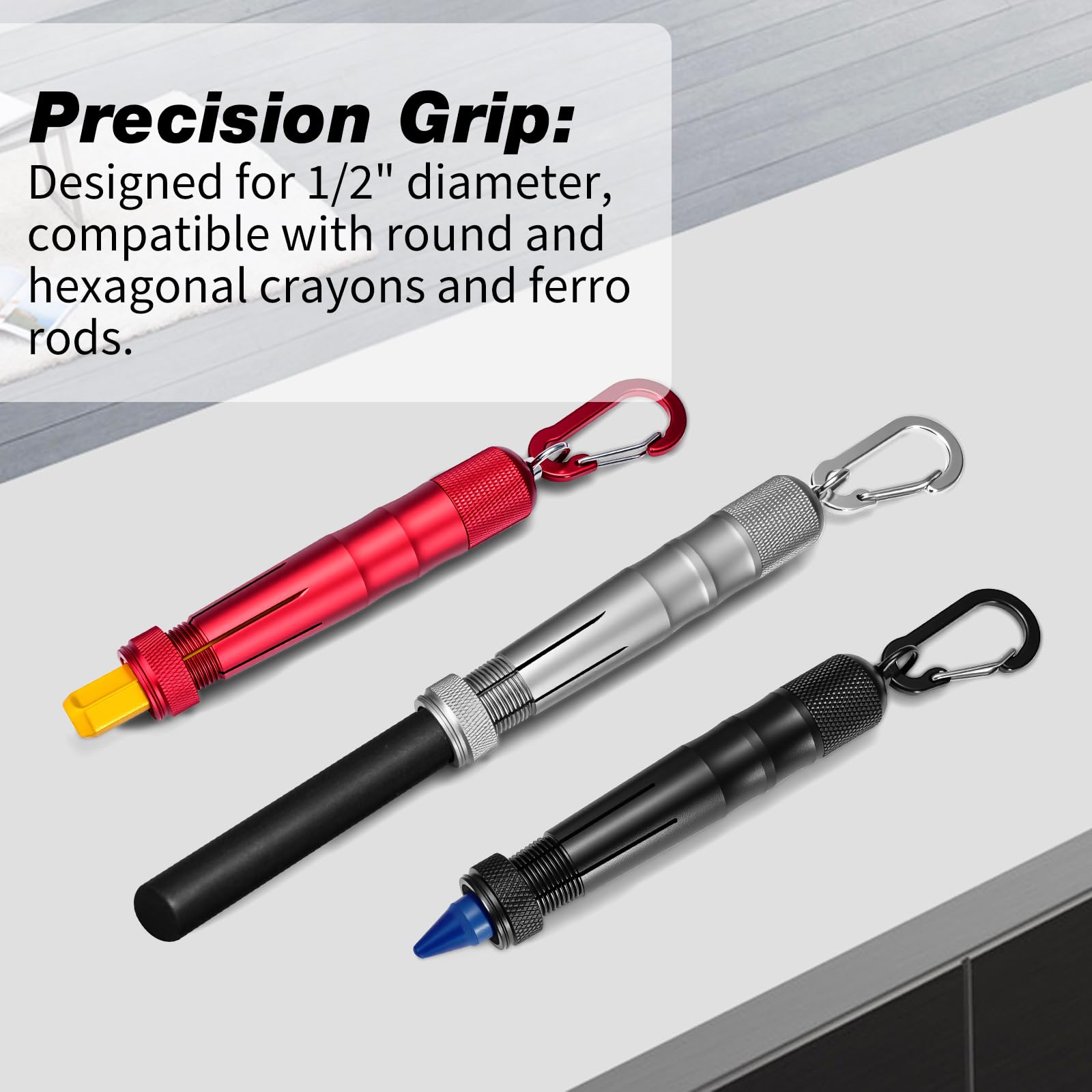 Aluminum Lumber Crayon Holder for 1/2 in Round/Hex Crayons, Silver, 2 Pack — Amazon image 4