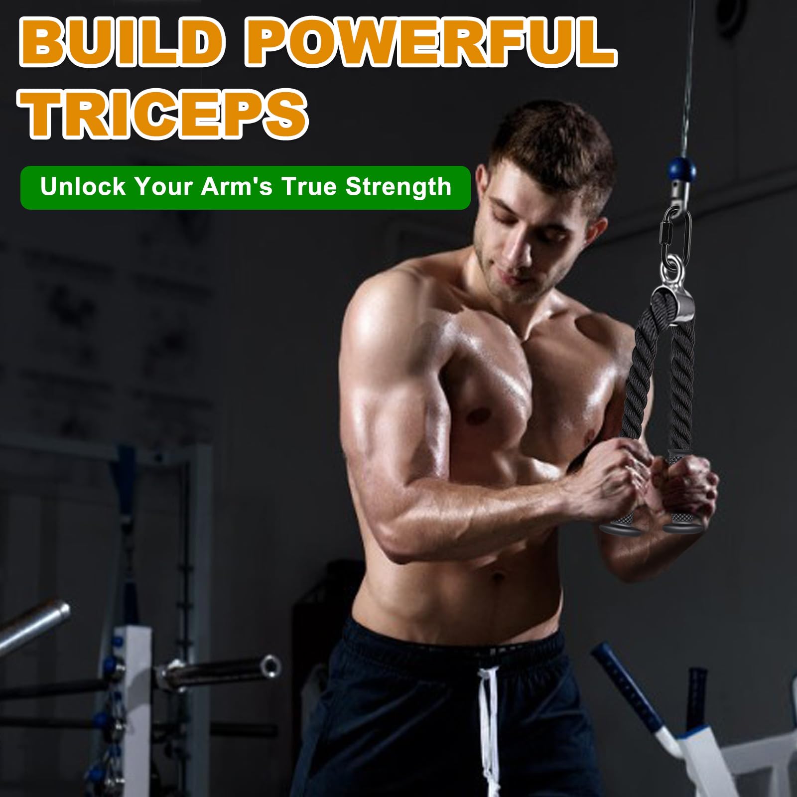 Kipika Tricep Pull Down Attachment, Cable Machine Accessories for Home Gym, Cable Machine Attachments Pulley System Gym, LAT Pull Down Attachment Weight Fitness