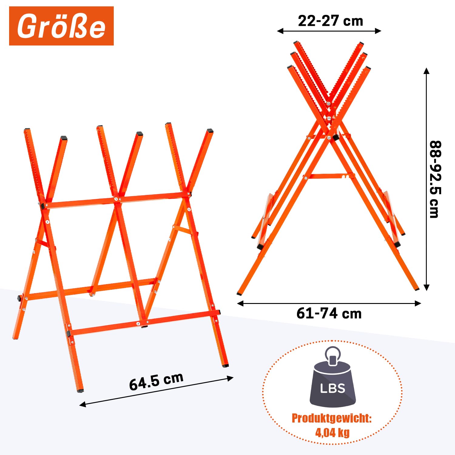 Sägebock,klappbar Holzsägebock für Kettensäge & Handsäge,Stahl Sägepferd Ständer, Holzsägearbeiten Schneiden von Blockholzständer,Tragfähigkeit 150KG