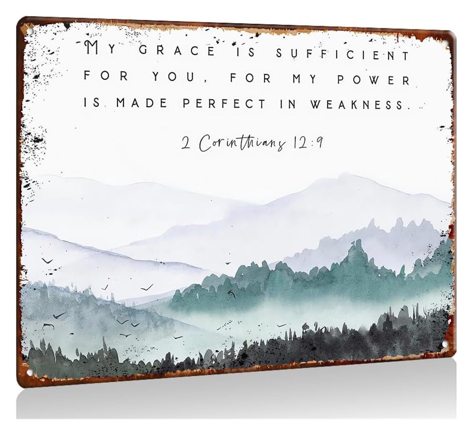 XHAJCSJWGD Corinthians 12 9 Metal Sign Decor Bible Verse Wall-Art My Grace Is Sufficient for You Christ Farmhouse Nursery Scripture Sign Christian Signs Decorations for Bedroom