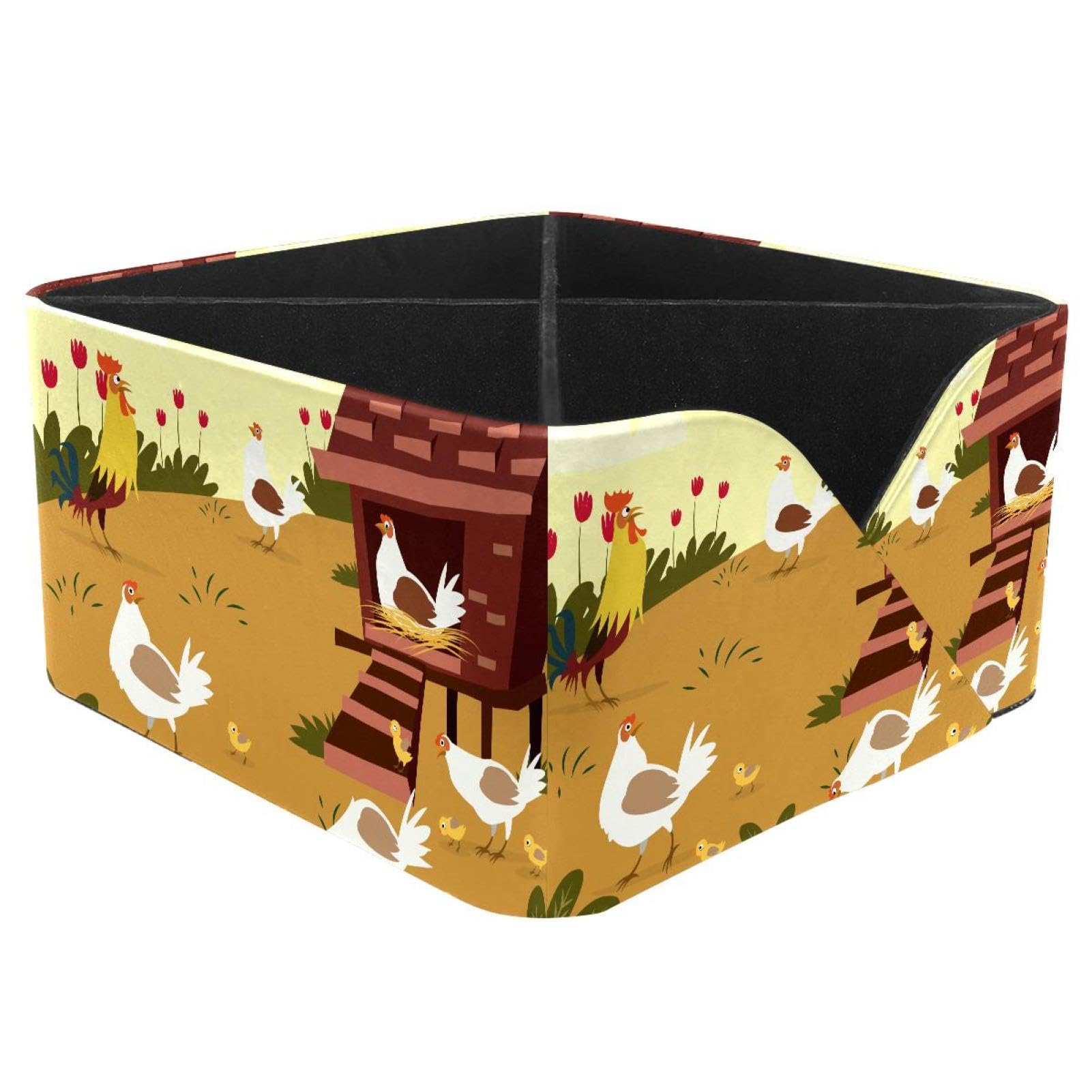 KengjuTesu Farm Poultry Cock Chicken Desktop Organizer Pen Holder, Rectangular Pencil Cup for Office, Study and Makeup Stations