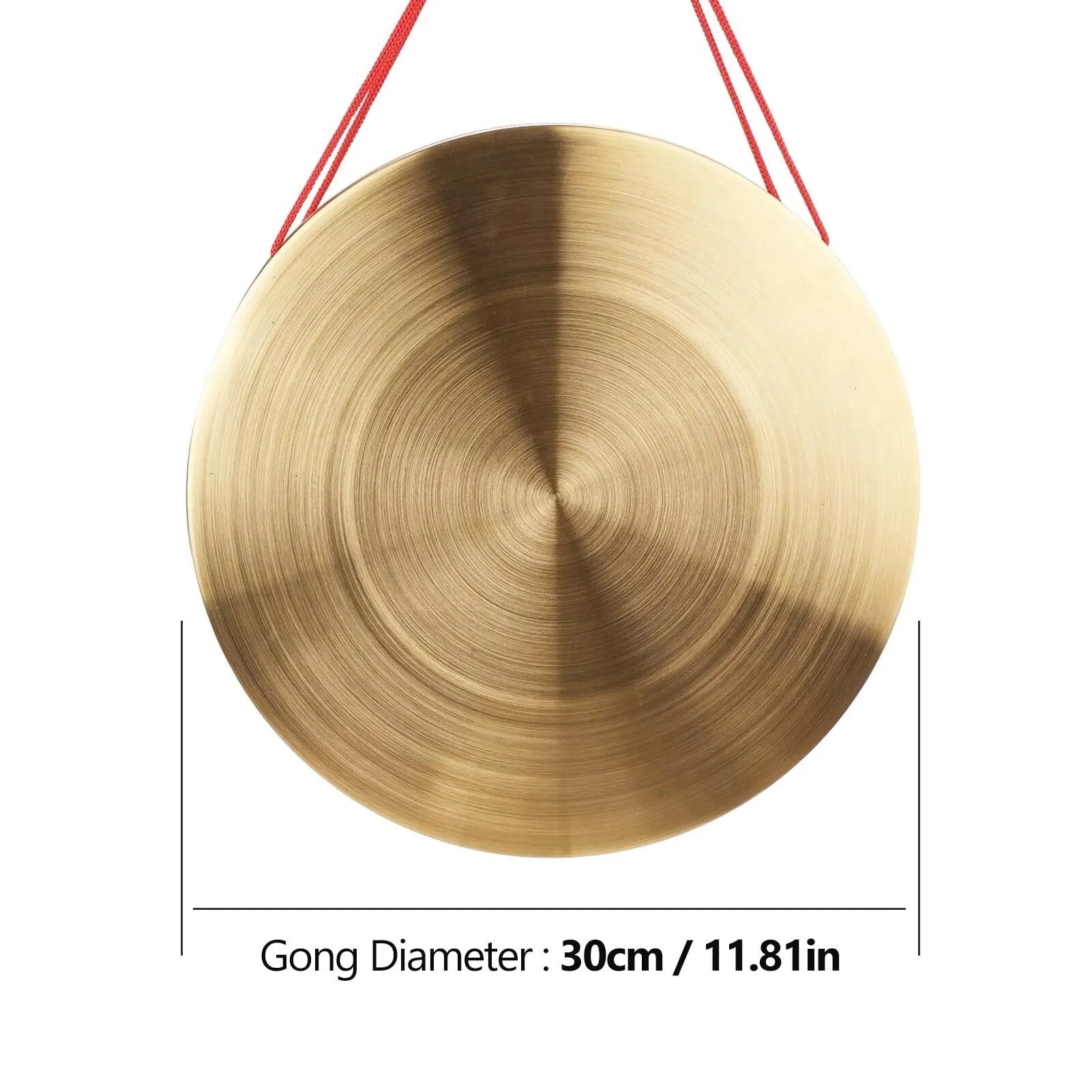 Gongs y platillos portátiles, Platillo Gong De Mano Latón 15/22/30cm Con Martillo(30CM)