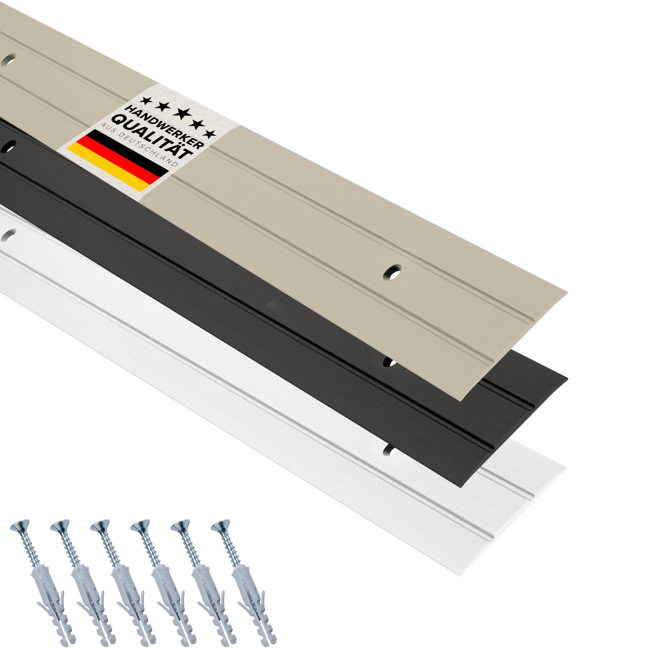 D-TACK Übergangsprofil Alu zum Schrauben inkl. Schrauben & Dübel | Breite 37 mm | Länge 2,7 m | Titan | Flache Übergangsschiene | Übergangsleiste aus eloxiertem Aluminium