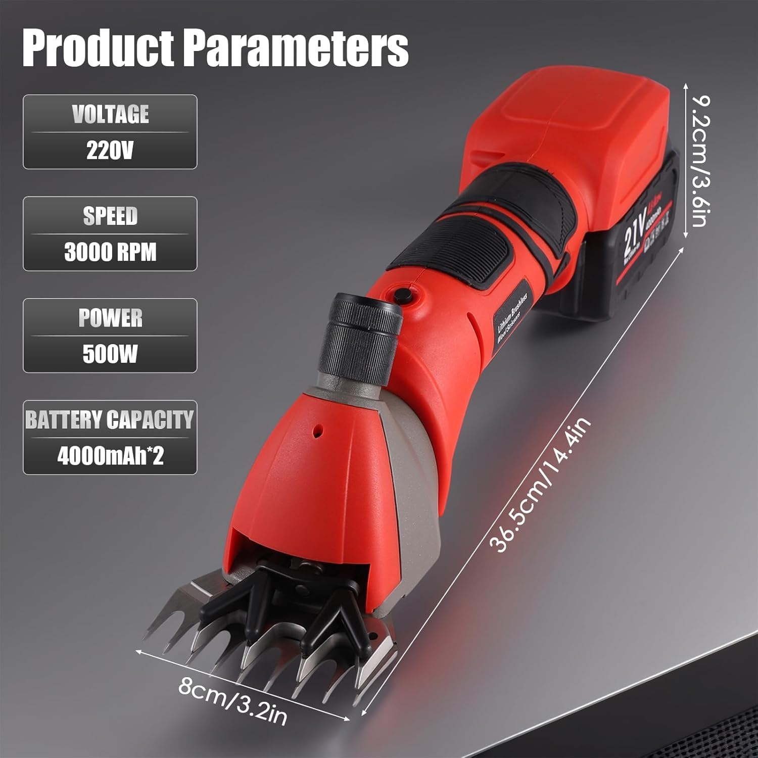 Tosatrice per pecore senza fili, forbice elettrica a 6 velocità da 900 W, con lama a 13 denti, batterie ricaricabili, attrezzatura per la rasatura della lana di pelo di pecore, bovini, bestiame da fat