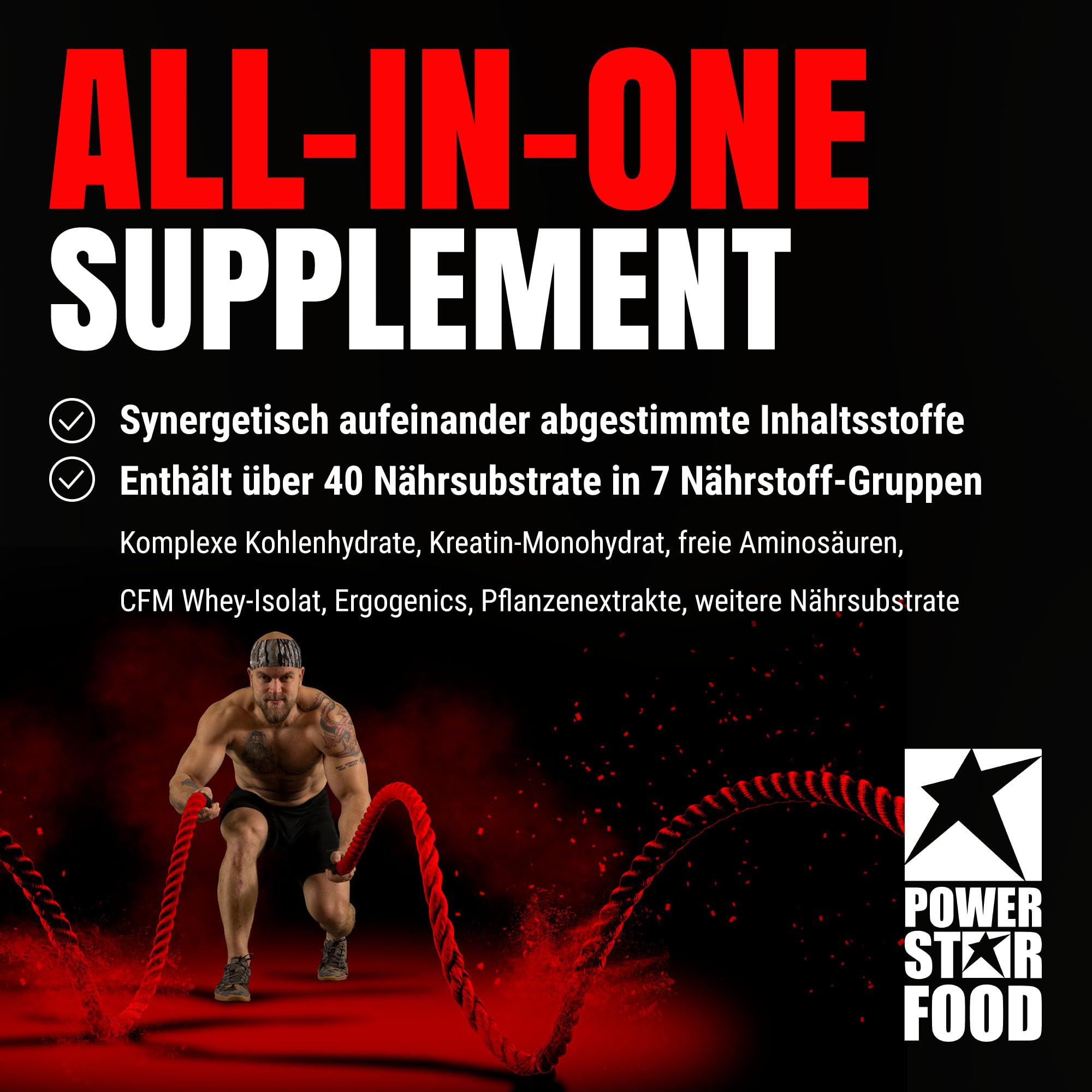 Powerstar Kreasteron 7 All-in-One Supplement 1725g Wildberry - Kraft | 7 hocheffektive Nährstoff-Kombinationen - für Muskelaufbau und Kraftsteigerung - Deutsche Herstellung nach IFS Kreatin