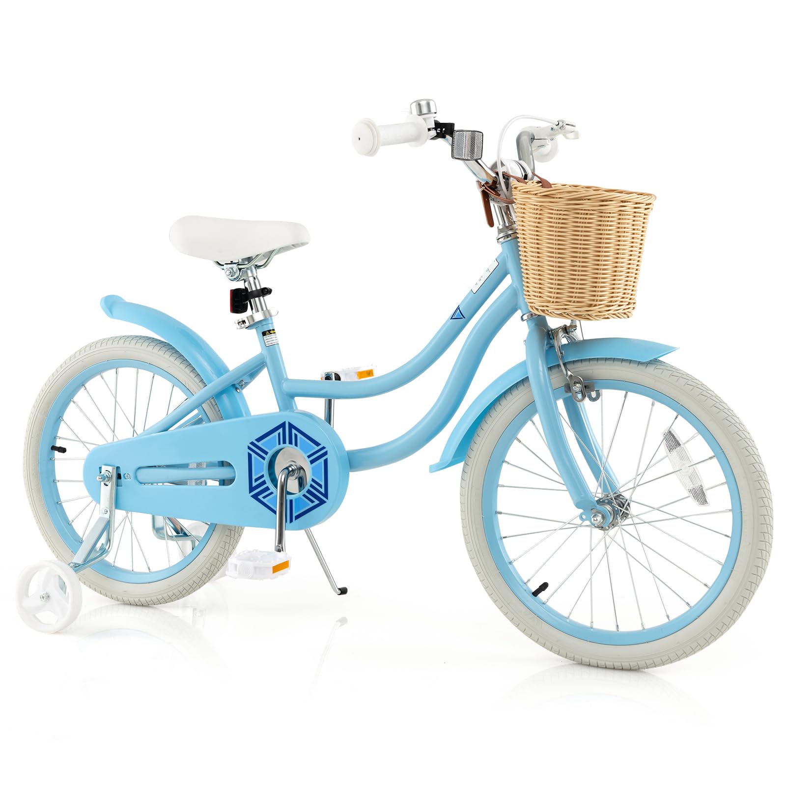 COSTWAY Kids Bike, 14 16 18 Inch Toddler Bike with Training Wheels, Basket, Adjustable Seat & Handlebar, Hand & Coaster Brakes, Bell, for Girl Boy