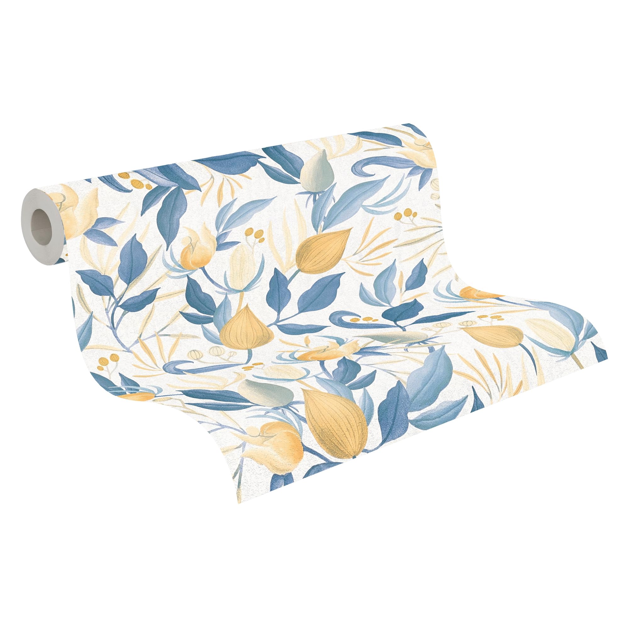 Livingwalls CosmoLiving Non-Woven Wallpaper with Floral Design in White, Blue, Yellow – 10,05 x 0,53 m Floral Wallpaper by Cosmopolitan – 790626