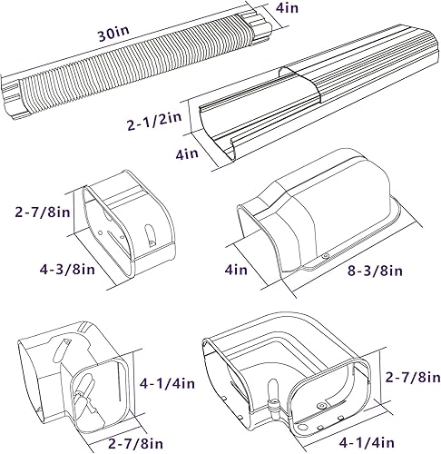 Miniatura 9 de Kit de cubierta de línea de PVC de 4 pulgadas y 17 pies para mini split y aire acondicionado central, sistemas de bomba de calor de CA, cubiertas de