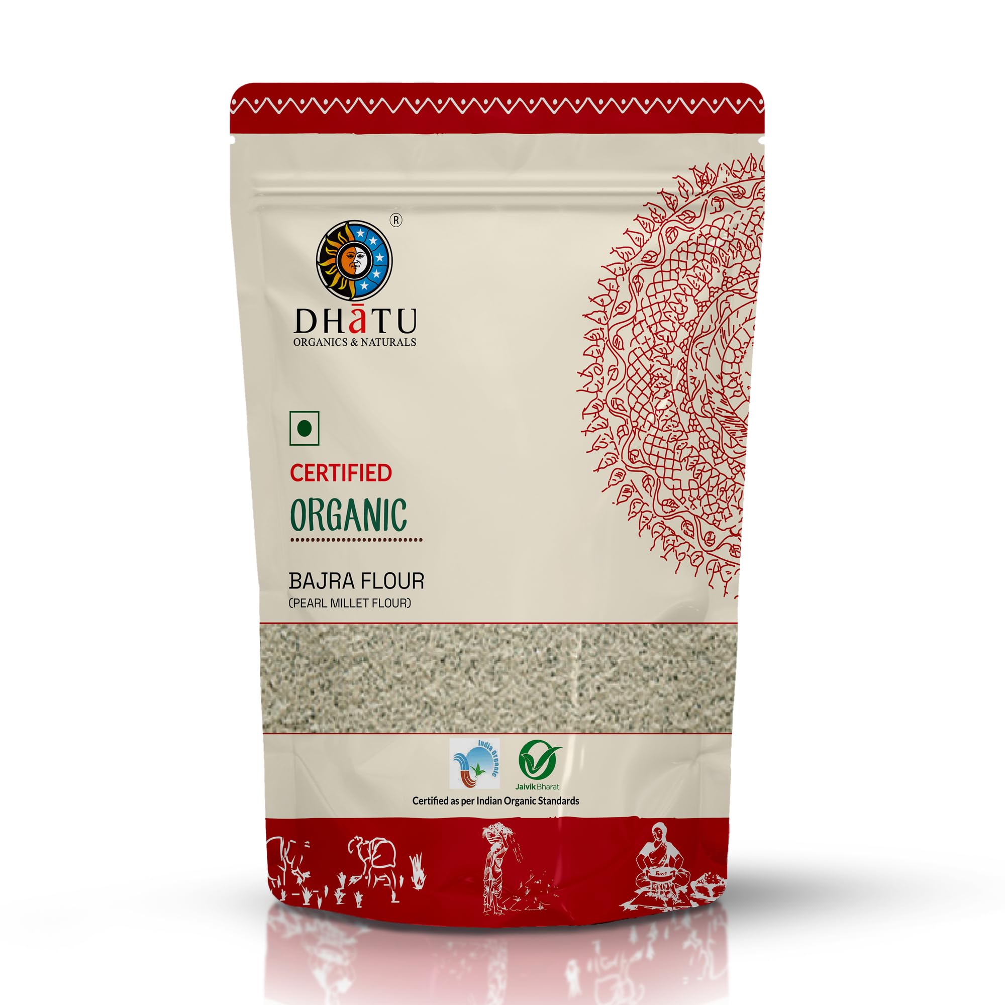 Dhatu Organics Bajra (Pearl Millet) Flour 500g – Gluten-Free, Fiber-Rich