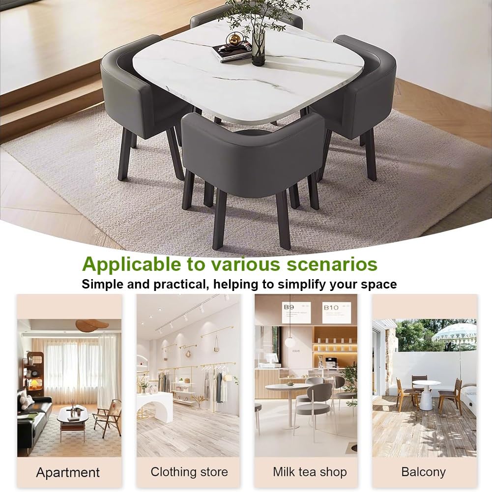Set da tavolo quadrato compatto per 4 persone, ideale per cucina, sala da pranzo, reception, sala riunioni o incontri di lavoro, con 4 sedie, colore giallo.