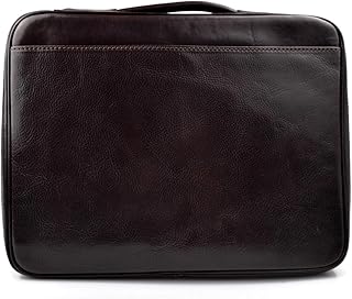 Leather folder document file folder A4 leather zipped folder bag dark brown made in Italy executive business folder
